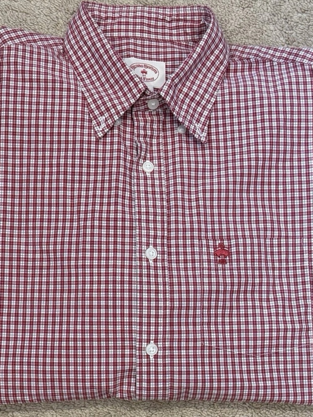 Brooks Brothers Red fleece Red/White Plaid LS Shirt Size Size Large